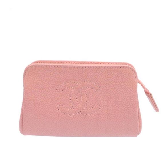 CHANEL COCO Mark Coin Purse Pouch Leather Pink CC - Picture 2 of 15